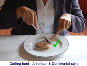 fork in left hand